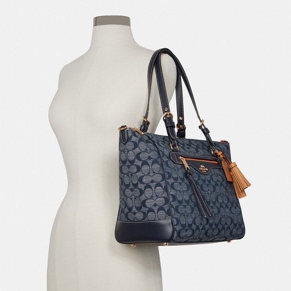 NWT💃Coach Kleo Carryall Signature Chambray - Picture 4 of 12